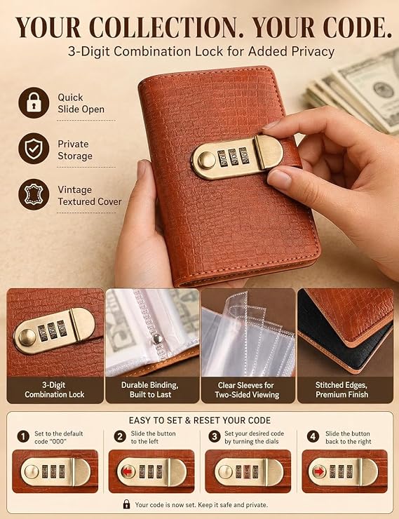 Lockable Savings Notebook, Locking Banknote Collection Booklet 100 Bills