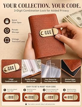 Lockable Savings Notebook, Locking Banknote Collection Booklet 100 Bills