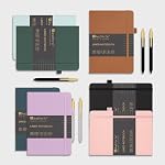 A5 Lined Journal and Pen Set, Hardcover Notebook with Pen, 160 Pages 100gsm Thick Ruled Paper for Women Men Work Business School or Home Writing, 5.7'' x 8'' (Black)