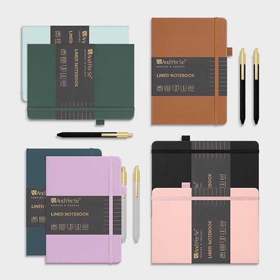 A5 Leather Journal and Pen Set, Notebook with Pen Holder for Journaling, 160 Pages 100GSM Thick Paper Journal for Men and Women (Green-Set1)