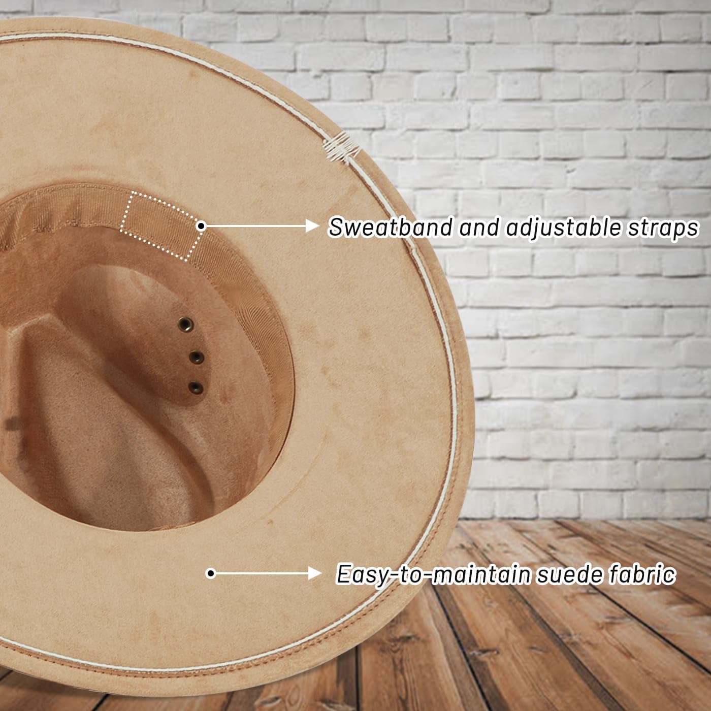 Wide Brim Fedora Hat for Men Women Handmade Felt Boho Western Dress Hats M-L - Image 4