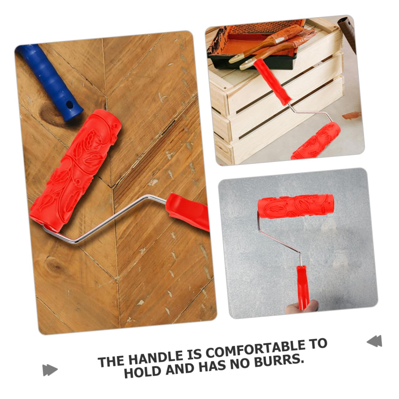 DOITOOL Rodillo de Pintura de Goma Texturizado Rojo 7 Pulgadas Efecto Relieve para Decoración de Paredes DIY Pack de 2 Piezas Práctico y Duradero