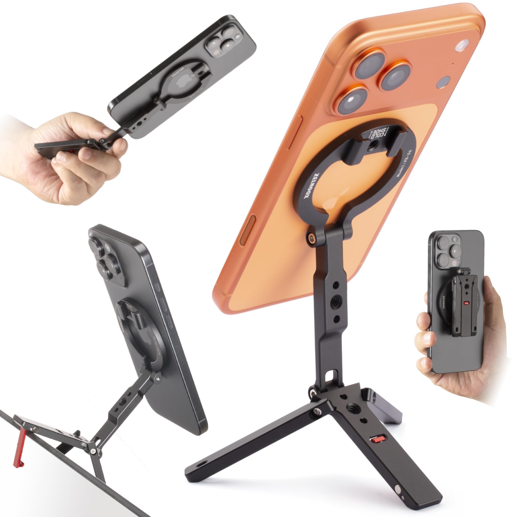 Magnetic Tripod for iPhone 12-17 MagSafe Cases - 18N52 Magnets 5-in-1 Multi-Function Stand for Vlogging Photography More