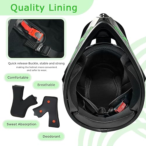 Miniatura 4 de SanQing Cascos de motocross para jóvenes, aprobados por DOT, de cara completa, para motocross, ATV, todoterreno, cuatro ruedas, cascos de