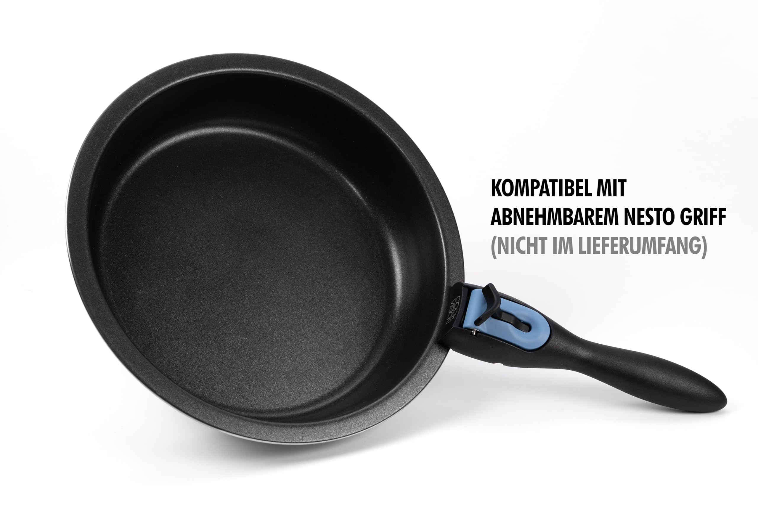 nesto Edelstahlpfanne 28 cm, antihaftbeschichtete Induktionspfanne, PFOA-freie Beschichtung, stapelbares platzsparendes Design, backofengeeignet bis 260°, Ø 28 cm x 5,6 cm