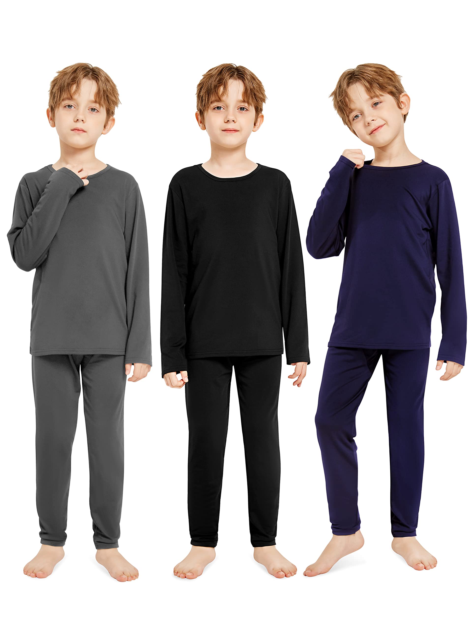 ResintaBoys Thermal Underwear Set Toddler Long Johns for Kids Boys Fleece Lined Base Layers for Skiing & Winter Activities