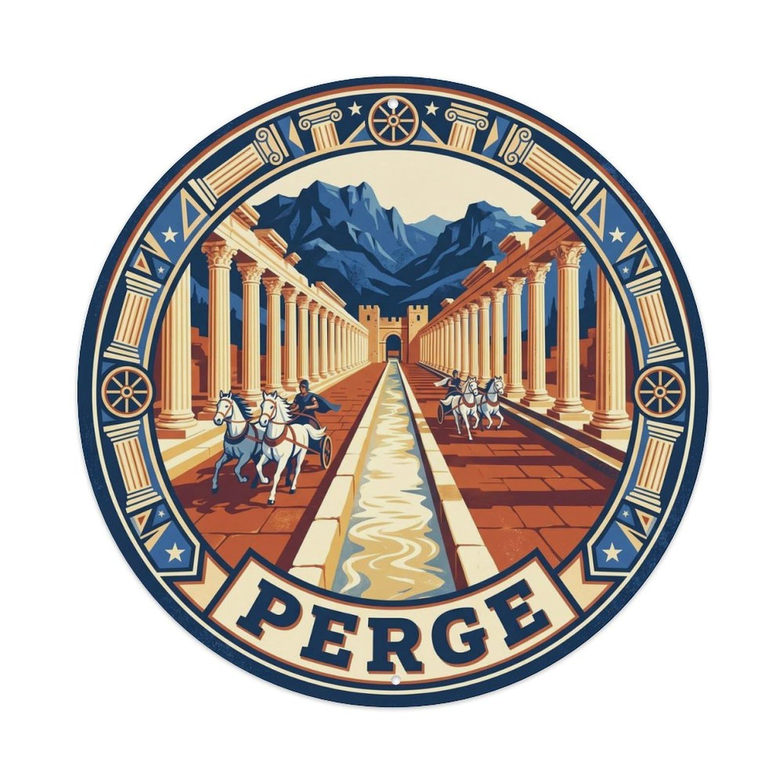 Perge Stadium Ancient Antalya Heritage Turkey Metal Tin Sign