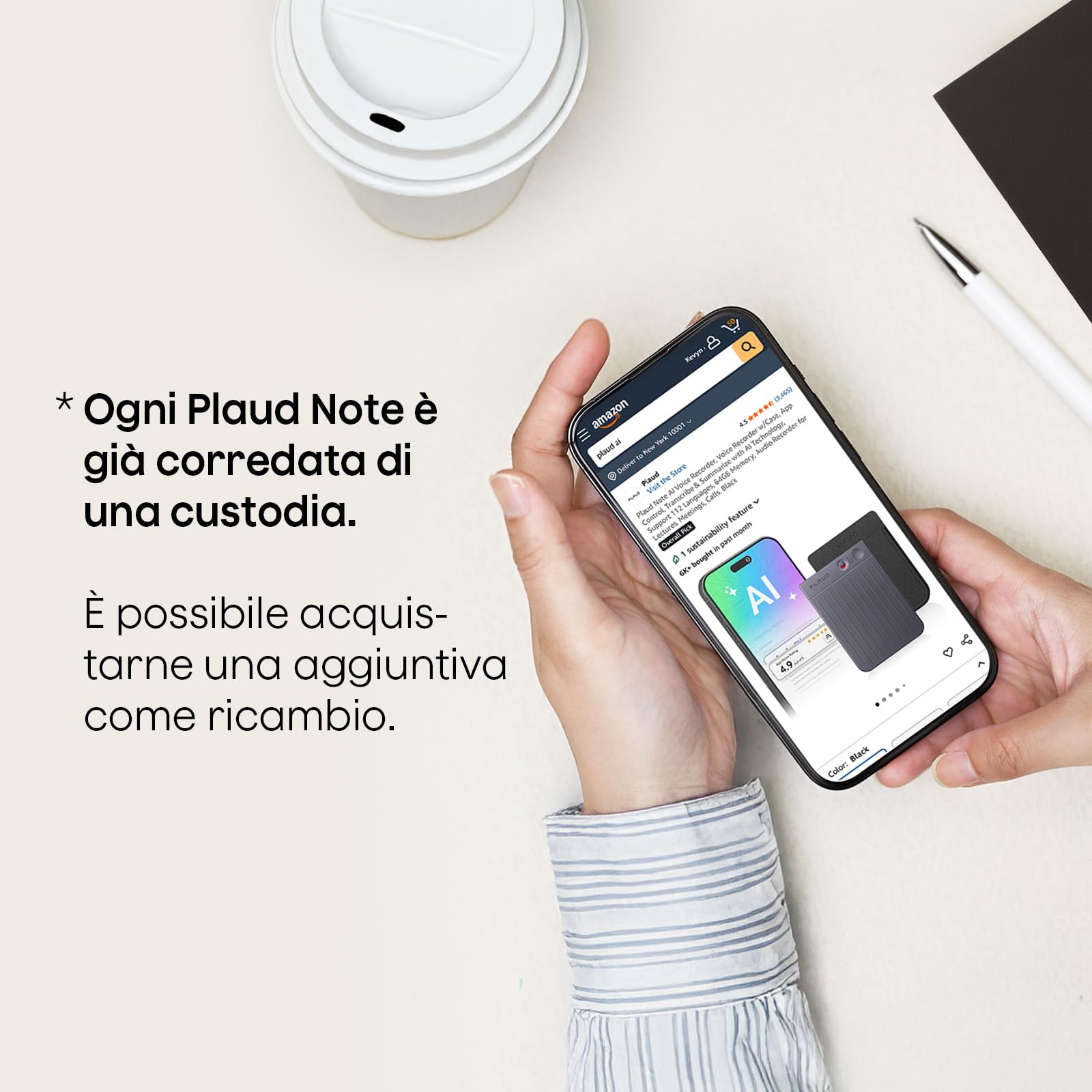 Custodia Magnetica Aggiuntiva per Plaud Note Registratore Vocale AI Custodia in Pelle Protettiva Portatile, Compatibile solo con Plaud Note, Blu Scuro