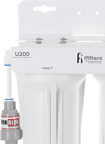 Miniatura 5 de Sistema de filtración de agua potable prémium U200 de 2 etapas con grifo de diseño y válvula de protección