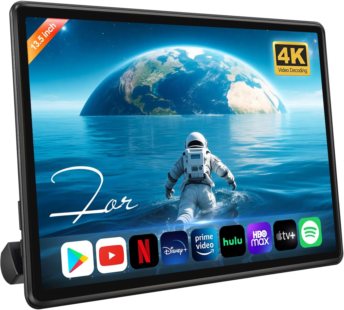 13.5" Android 13 Car Headrest Monitor-4K Video Player for Back Seat, 4G+64G, Wireless Phone Mirroring Airplay, HDMI in/Out Sync, Bluetooth FM WiFi, Rear Seat Entertainment System (1-Pack)