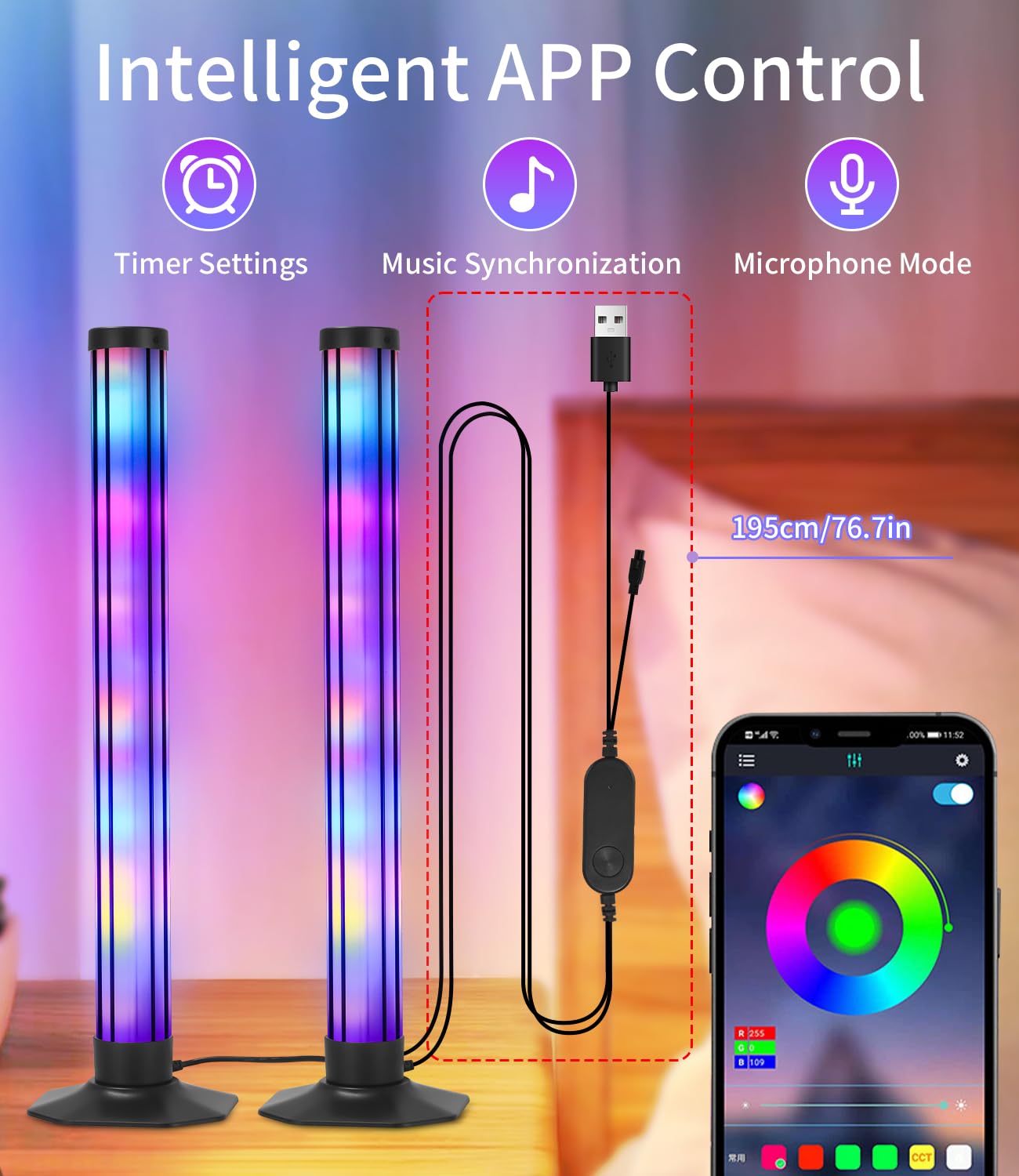 Light Bar RGB Con Telecomando | Sincronizzazione Musica, 16 Milioni Colori | Per TV, Gaming - Foto 7