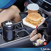 Vista 2 de This Hill 2 Pack Cup Holder Tray for Car, 2 in 1 Detachable Car Food Table Tray with 3.93" Base & Phone Slot,Car Cup Holder Expander with