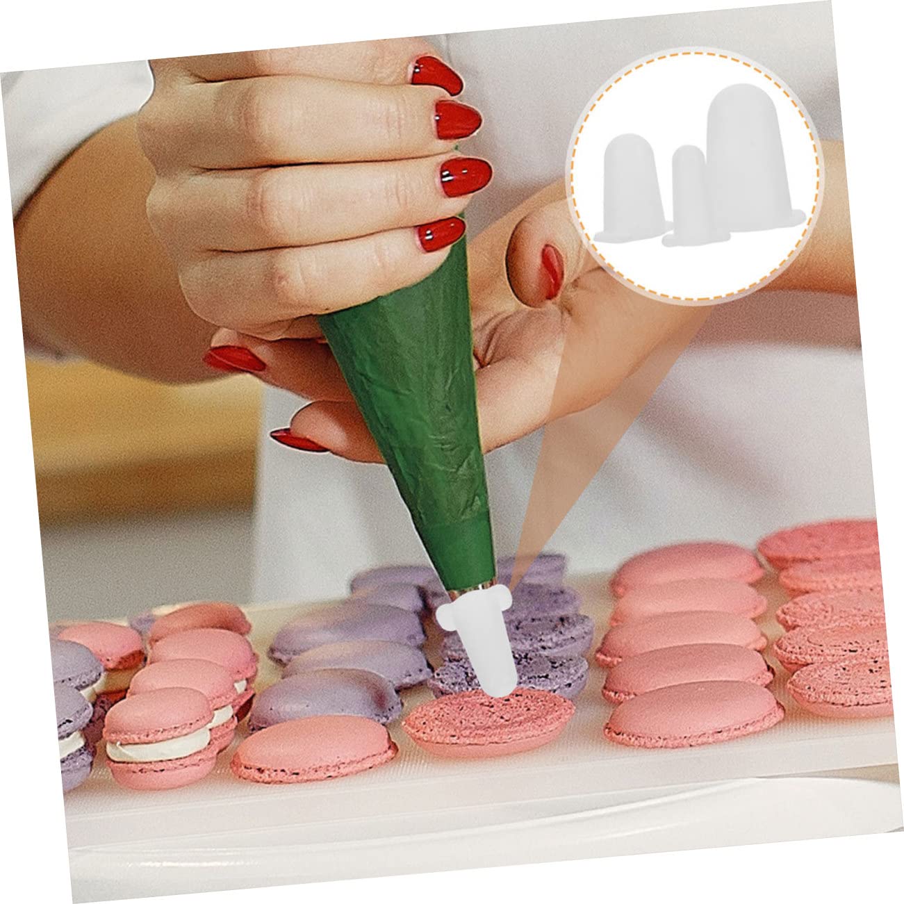 Mikikit Fundas de Silicona 6 de Color Blanco Protección Antirayaduras y Antideslizante para Boquillas de Manga Pastelera para Decoración de Pasteles en Eventos