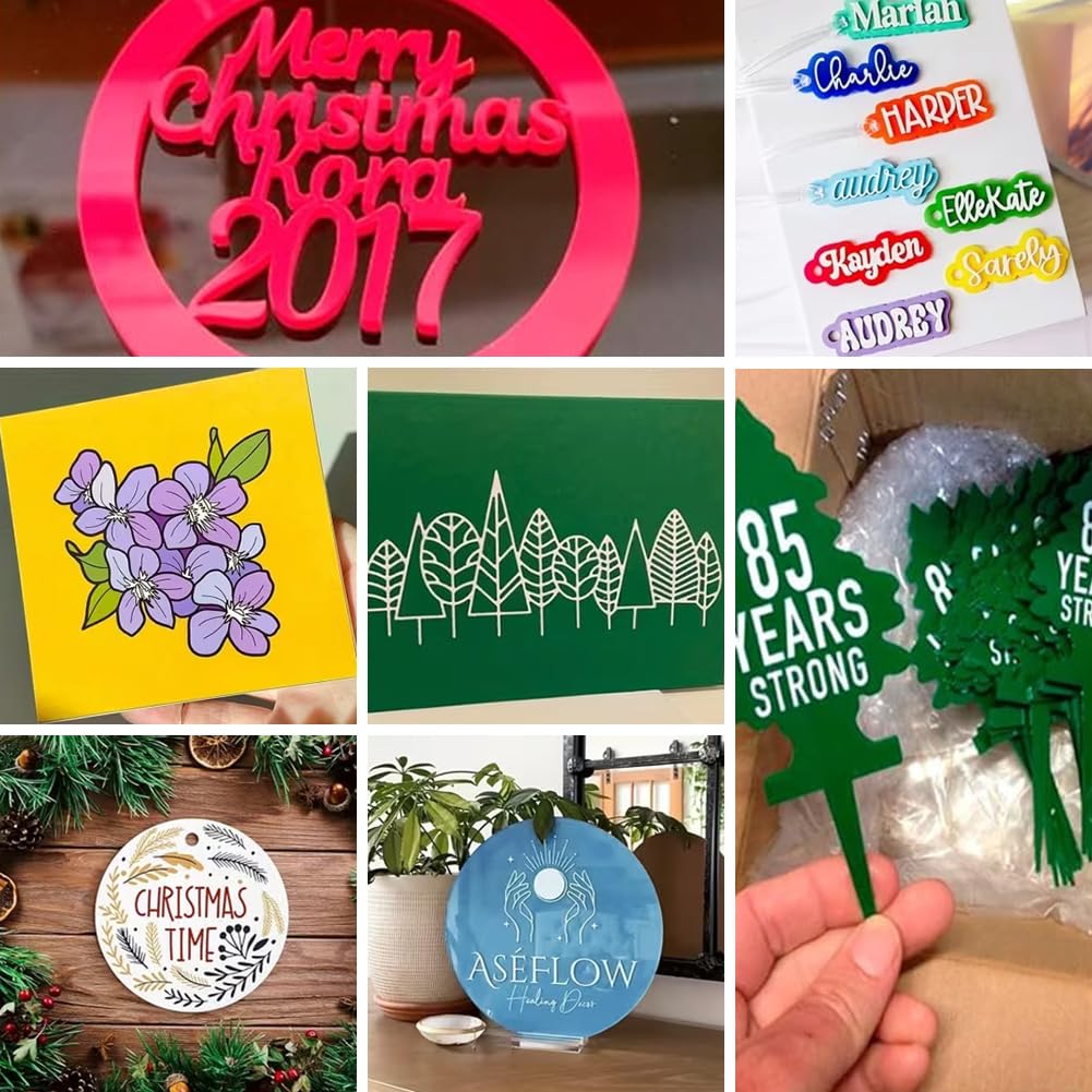 12 Stück Bunte Acrylglas Platten Set, 30x30cm Kunststoffplatte 3mm, Acrylplatte zum Laserschneiden und Gravurmaterialien, Gussplatten Farbig für DIY-Projekte, Gedruckte Schilder, Kunsthandwerk