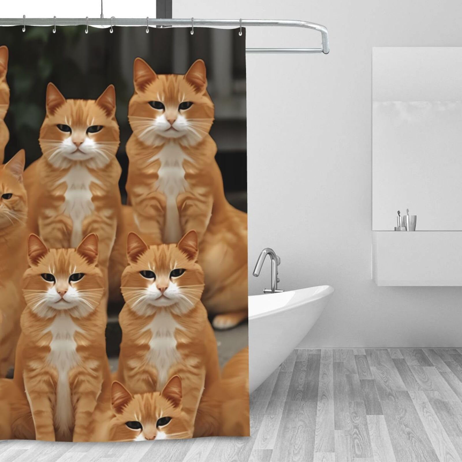 Rideau de douche imperméable et lavable avec chats pour salle de bain propre