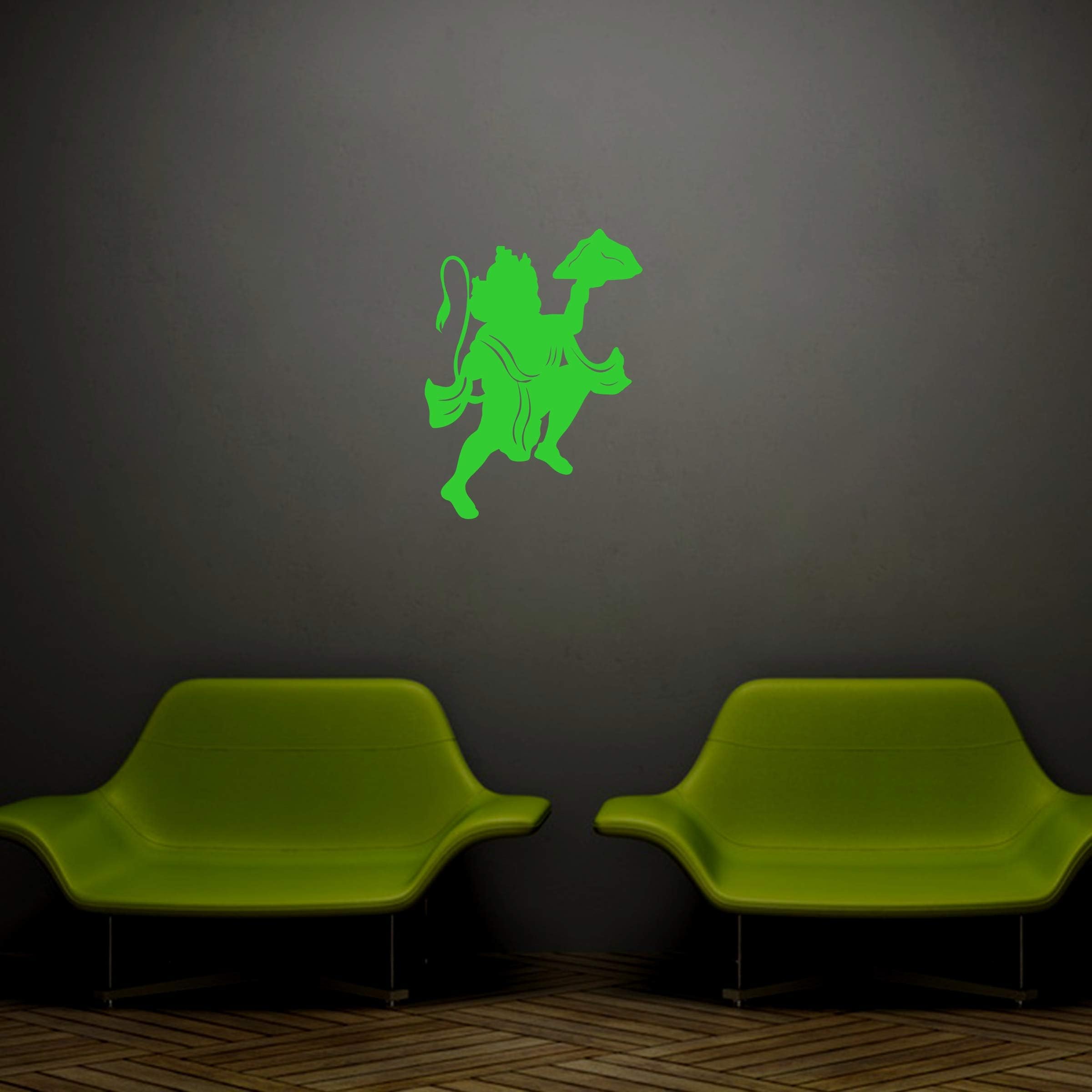 DreamKraft Glow in The Dark Lord Hanuman Radium Wall Stickers for Decor Kids Room Wall Sticker for Home Decor, Kid's Room (Green, 25x33 CM)