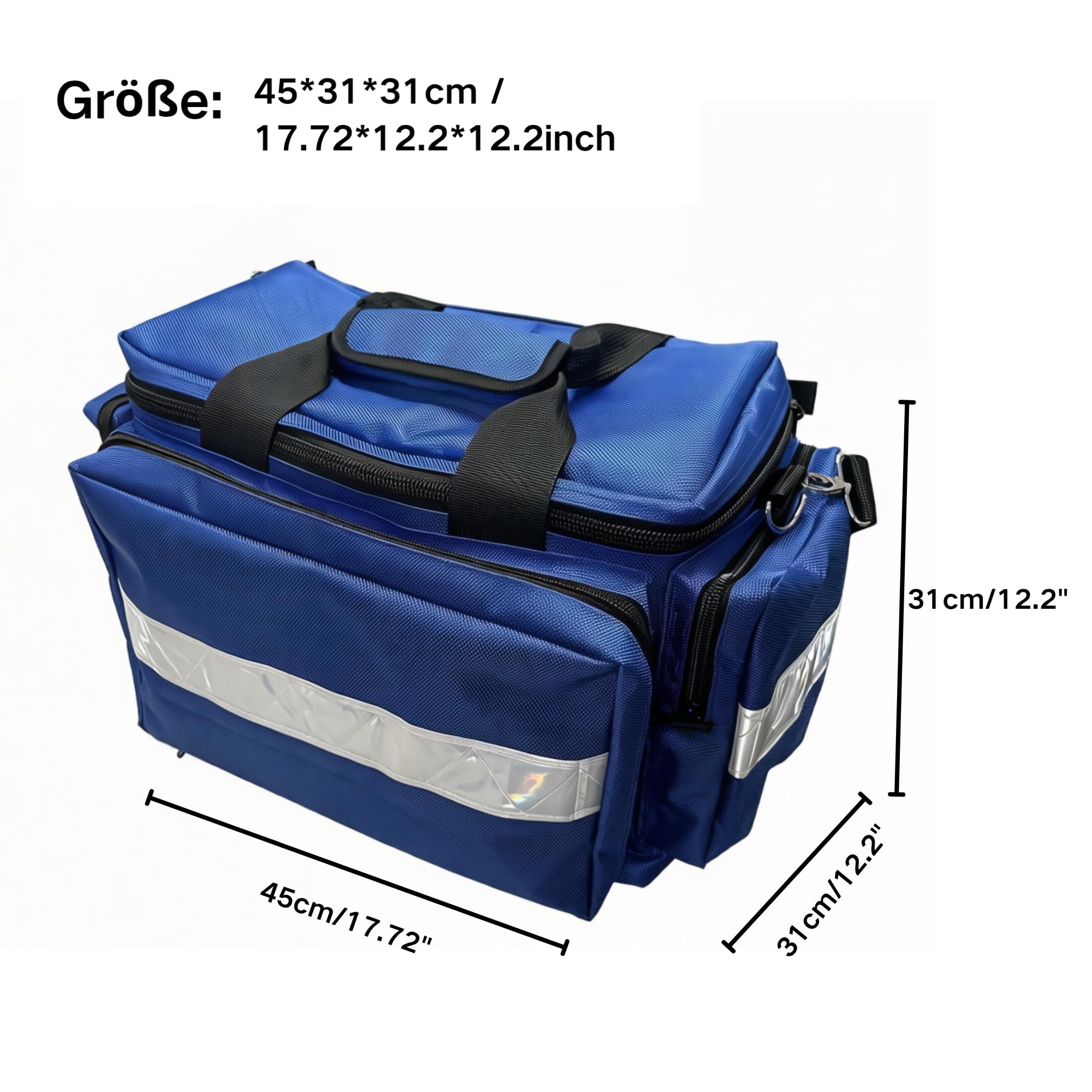 Borsa di pronto soccorso vuota grande, borsa di emergenza vuota, borsa sanitaria per assistenza domestica, medico, viaggi ed emergenze (blu)