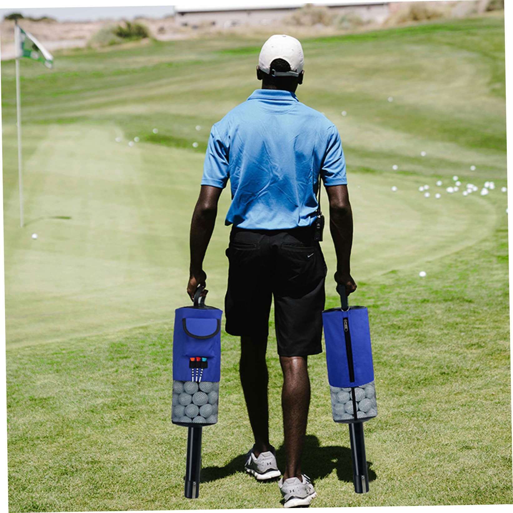 Golf-Shag-Tasche für 70 Bälle, tragbare abnehmbare Shag-Tasche mit Reißverschluss für Golfbälle mit und Tee-Halter, Sportzubehör