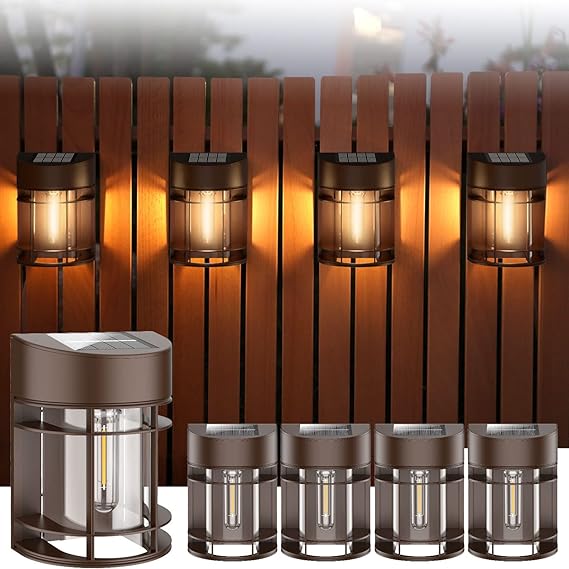DOESLAG Solar Fence Lights, Solar Powered Deck Lights, Waterproof Solar
