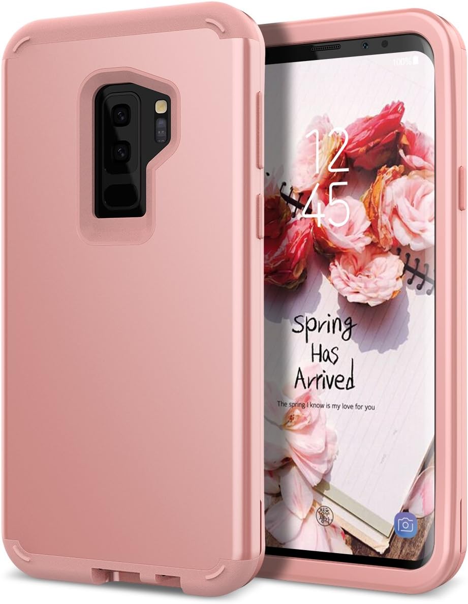 S9 Plus Case, WeLoveCase Galaxy S9 Plus Shockproof Armor Defender Case Heavy Duty Hard PC with TPU Soft Bumper 3 in 1 Hybrid Full-Body Protective Cover for Samsung Galaxy S9 Plus Rose Gold