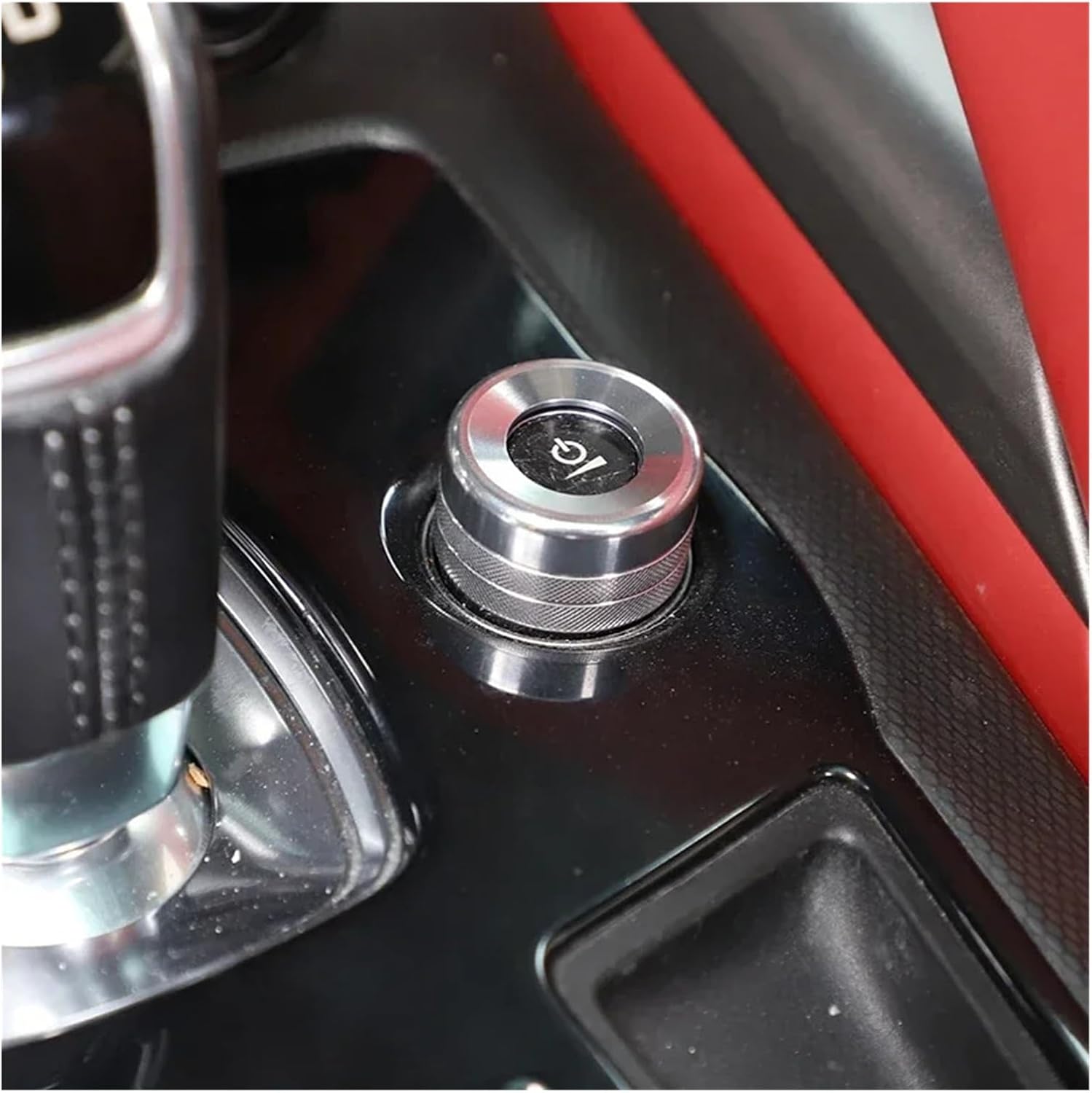 Compatible with Jaguar F-Type 13-2022 Aluminum Alloy Car Air Condition Knob Audio Volume Control Button Trim Cover Accessories(Black)