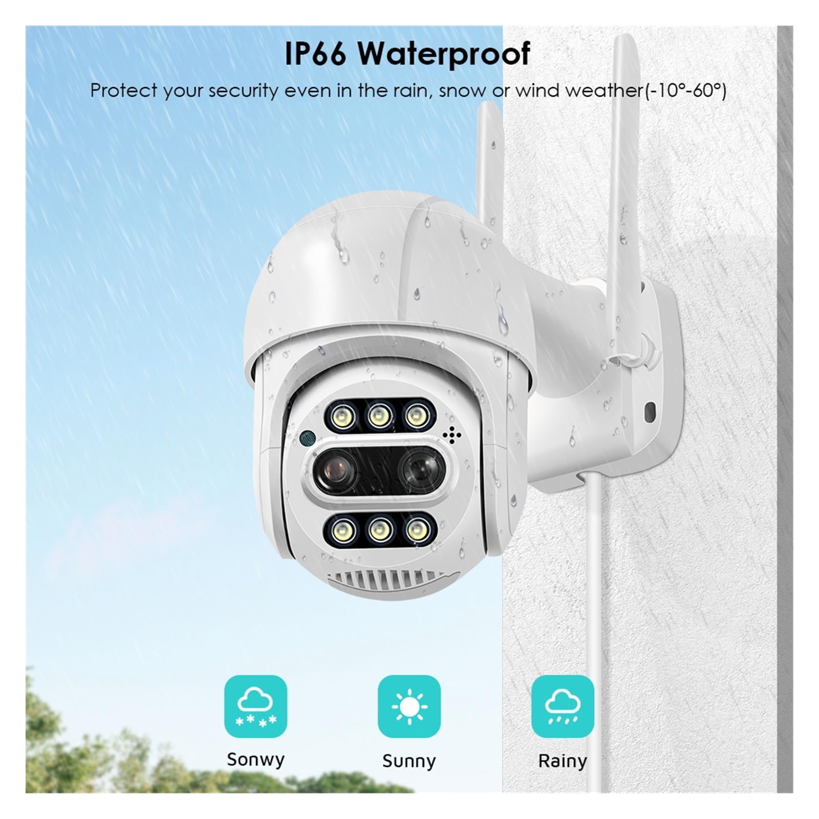 Telecamera WiFi Esterno, 8MP 4K PTZ Telecamera IP 8X Zoom Dual-Lens Human Detect Telecamera CCTV Telecamera di videosorveglianza Esterna CCTV,Sicurezza, Antifurto(8MP,64G SD Card)