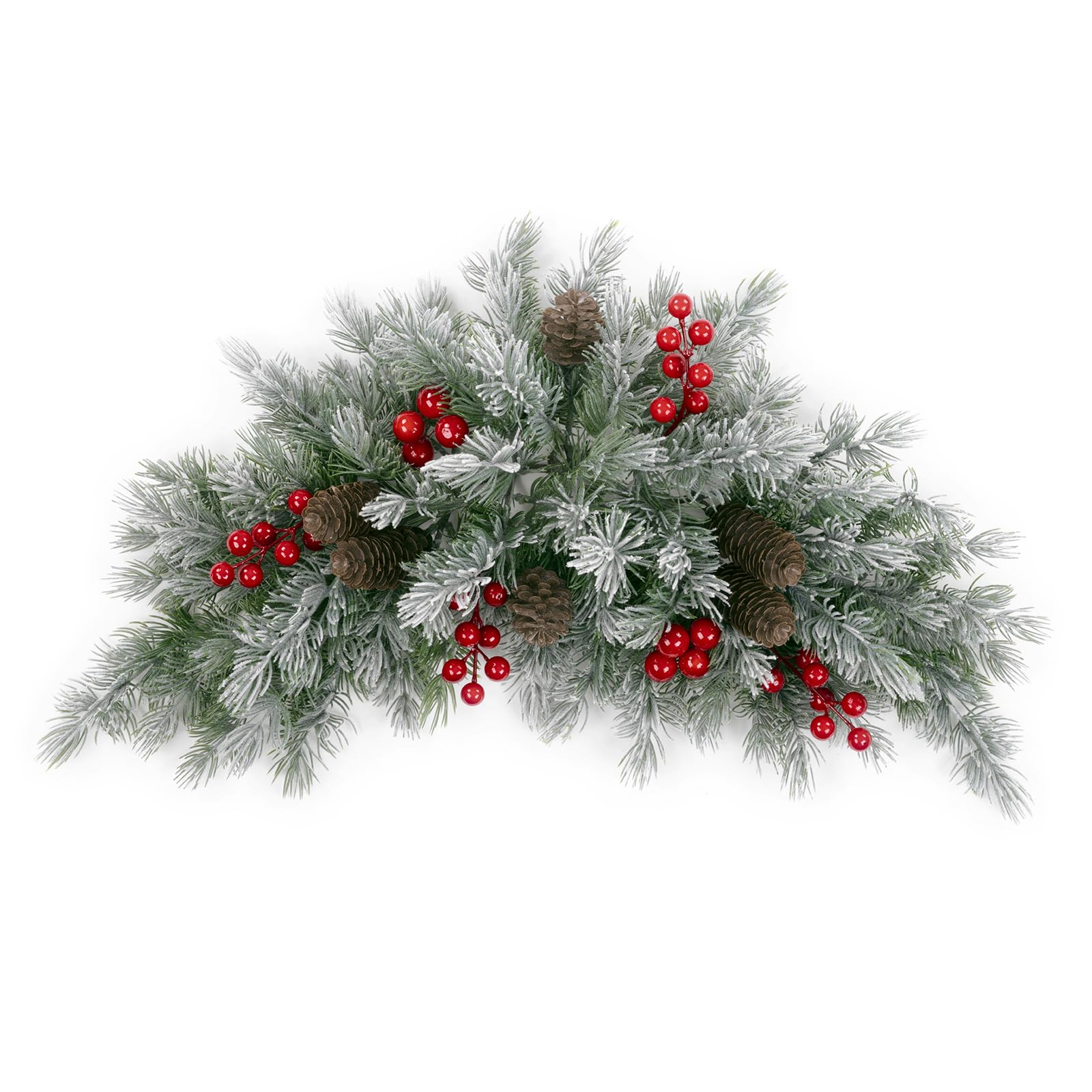 SHACOS 25" Christmas Pine Swag with Pine Cones Red Berries Christmas Swag for Mailbox Front Door Windows Wall Mantel Table Garland Holiday Decor Indoor Outdoor