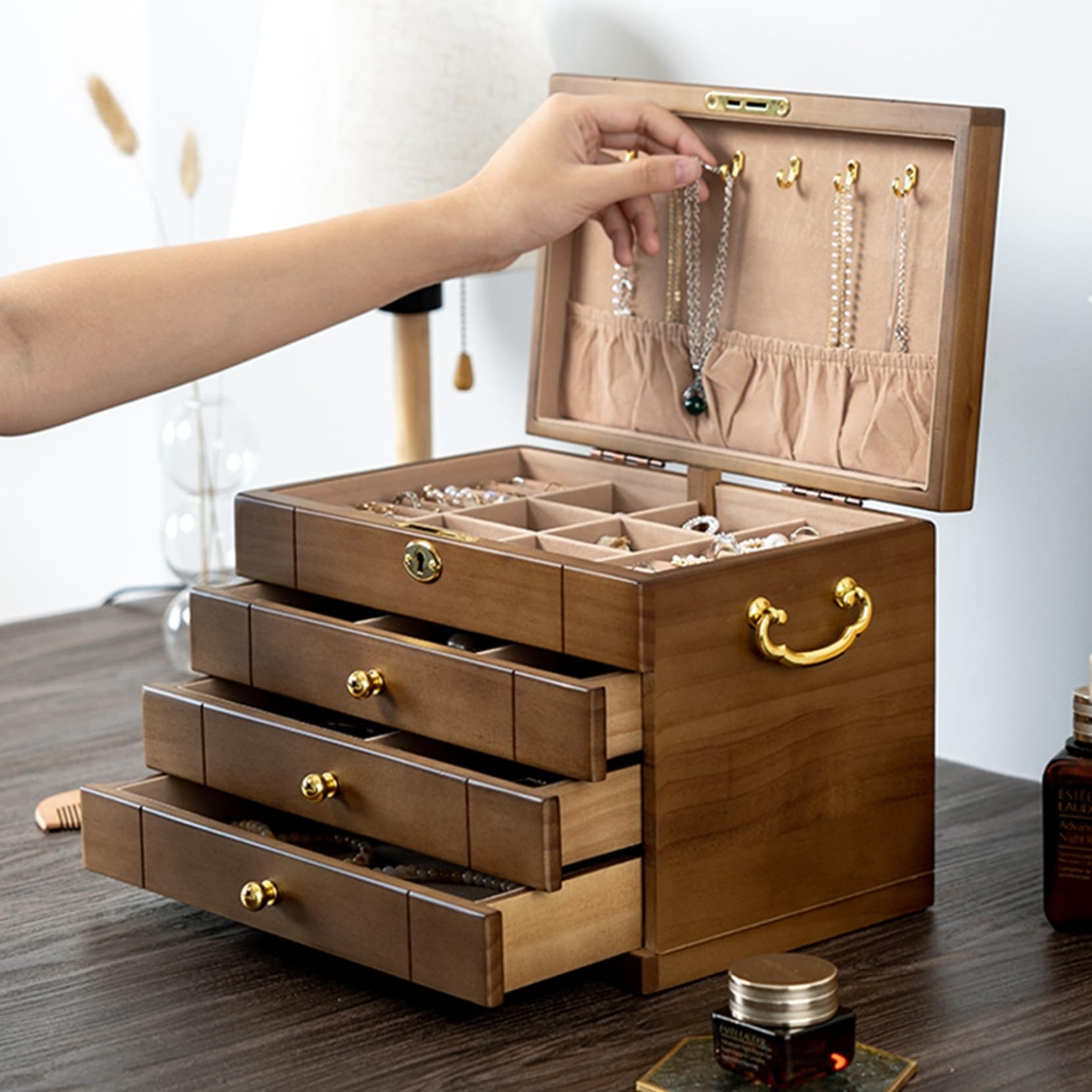 アンティークジュエリーケース 八角形ガラスジュエリーケース - ANTIQUE LEAVES