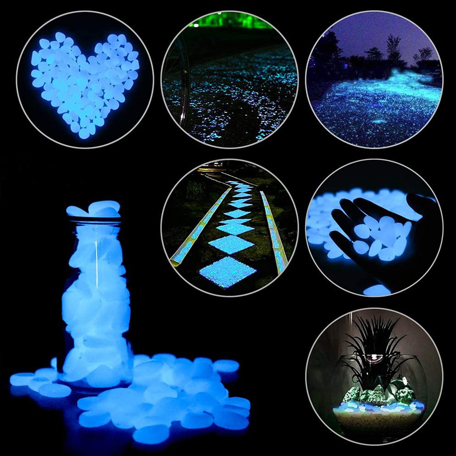 300 Stuks Lichtgevende Kiezelstenen, Fluorescerende Kiezelstenen, Tuin Glow Stones, Donker Oplichtende Kiezelstenen, voor Looppaden Aquariumplanten Tuin Kwekerij Decoratie