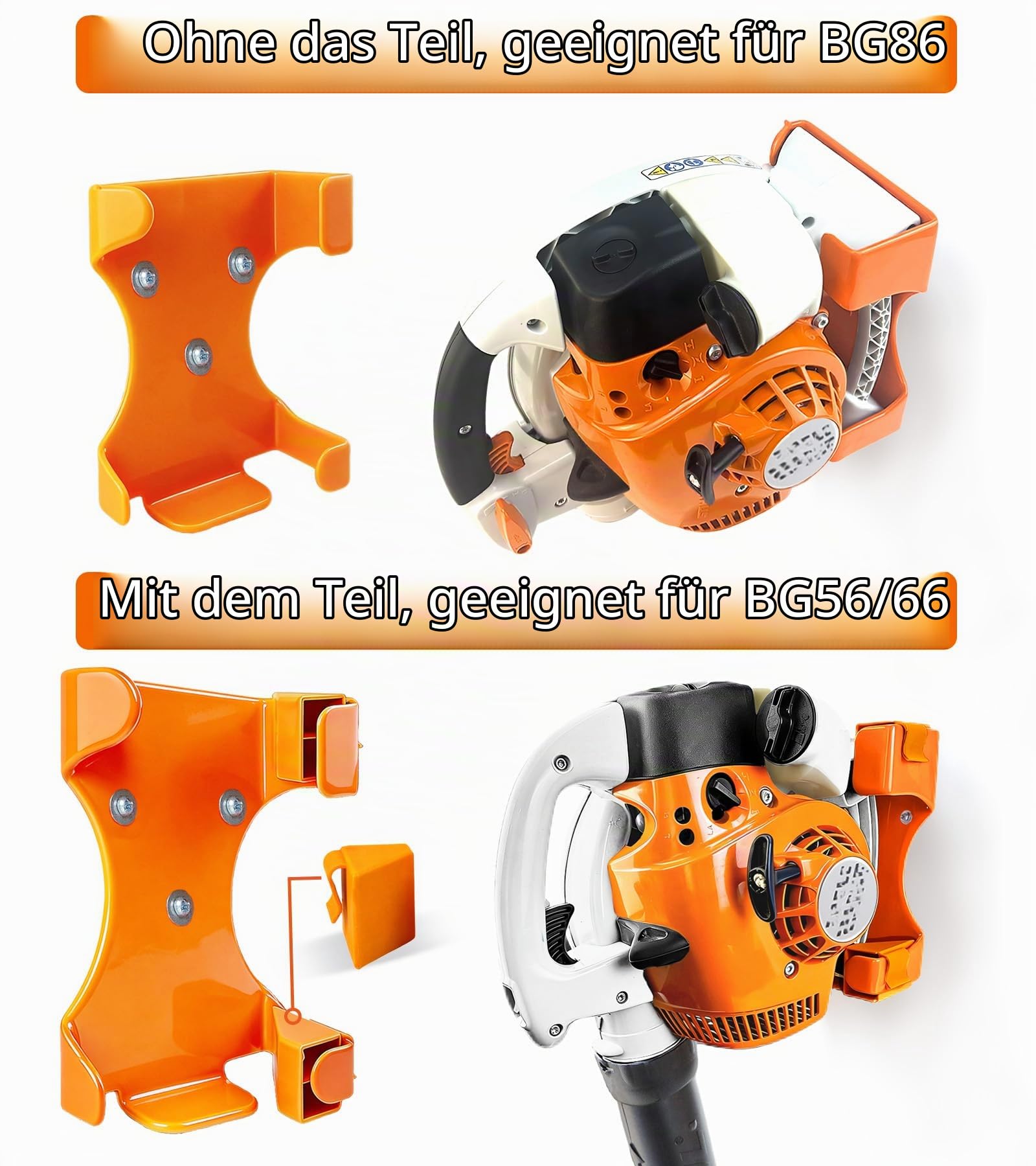 Wandhalterung für handgeführte Laubbläser, 1 Stück, verbesserte Version, Bläserhalter für die Garagenwand, passend für Stihl BG-50, BG-56, BG-66, BG-86, SH-56, SH-86