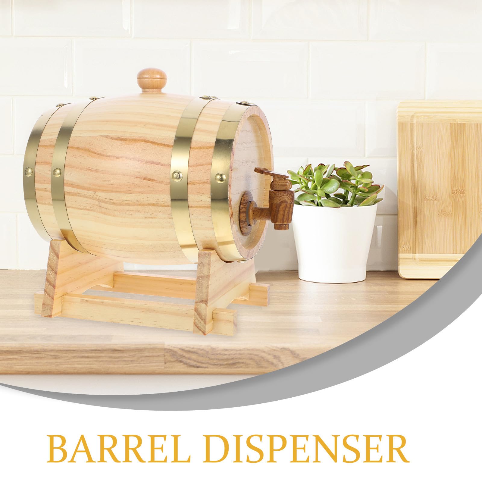 Schnapsfass mit Breiter Basis zur Aromakonservierung mit Zapfhahn und Ständer 3 Liter Holzfass im Vintage Look für Wein und Saft in Gastronomie und Zuhause