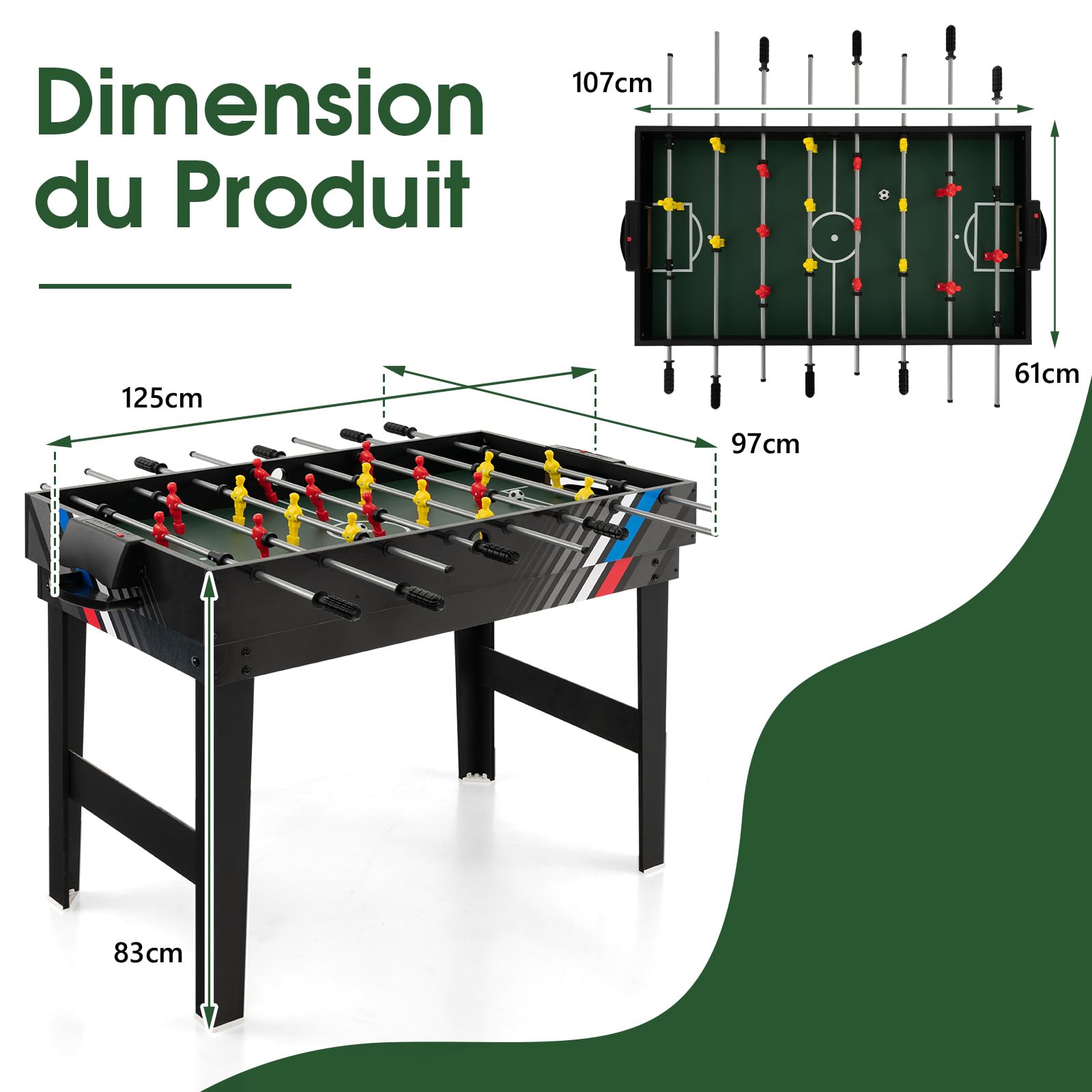 GOPLUS 4 en 1 Juegos de Mesa Adulto y Niño, Mesa Multijuegos de Fútbolin, Hockey, Ping-Pong, Billar, 125 x 97 x 83 cm，2-4 Juegos Interactivos para Hogar, Fiesta, Negro