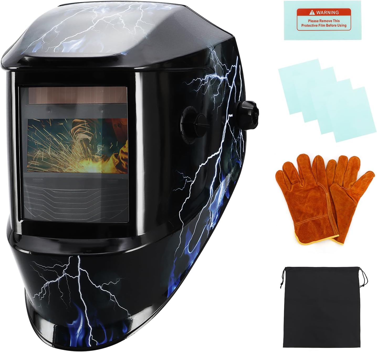 Solar Battery Powered 3.94''X1.93'' Large View Wide Shade 4/9-13 for TIG MIG ARC Cool Welder Mask Hood Helmet