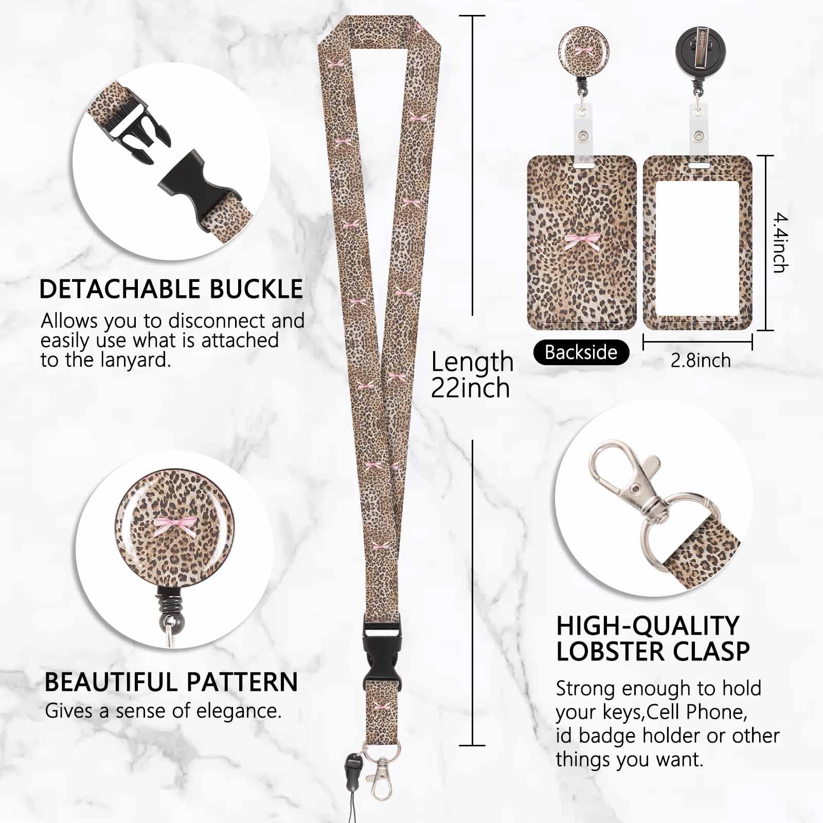 Porta badge con cordino a girocollo Swivel Lobster Clasp staccabile identificativi (nodo leopardo-1)