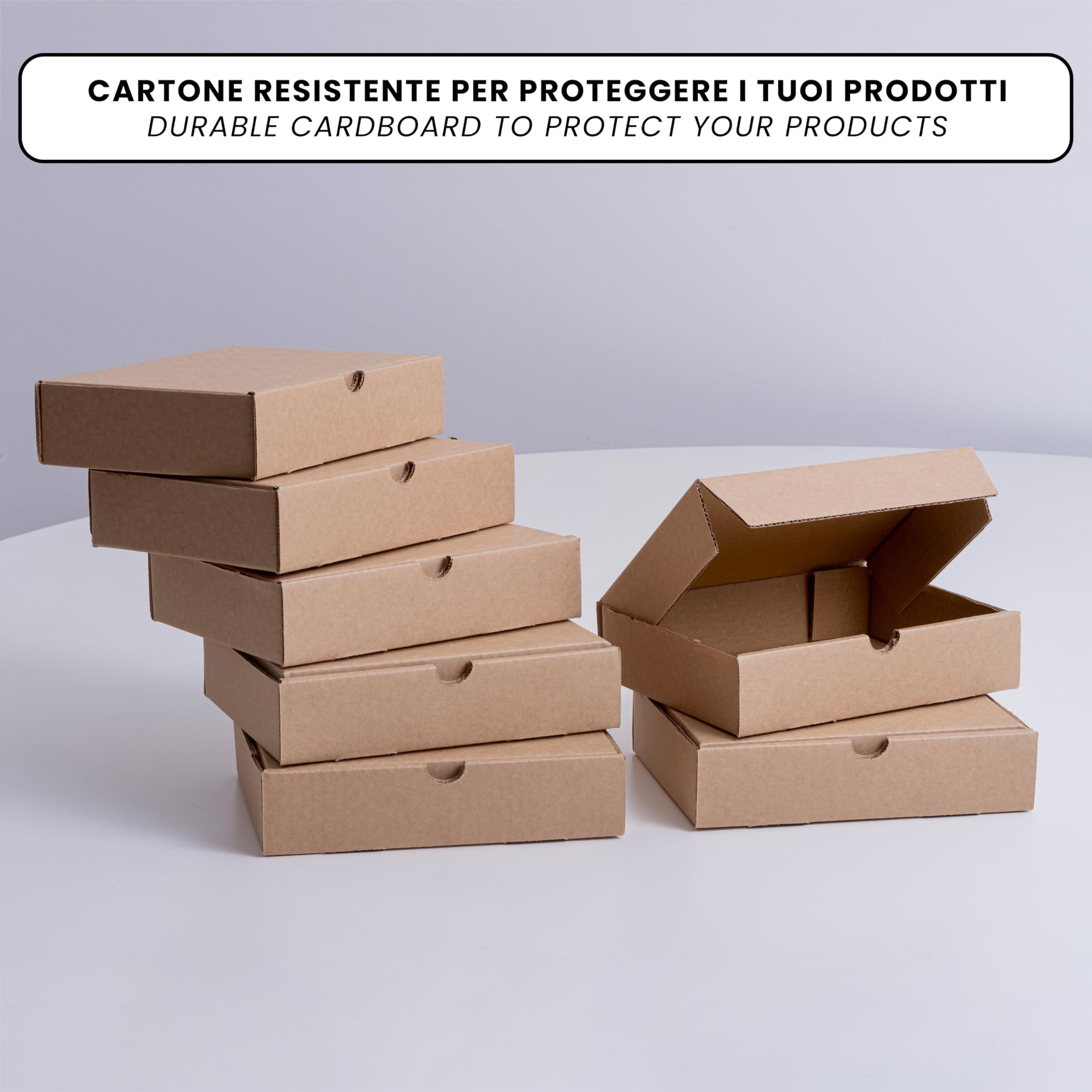 IPEA Cajas de Cartón 21 x 15 x 5 cm para Envíos, Comercio Electrónico, Regalos - 10 PIEZAS - Made in Italy - Cajas Cuadradas Planas Multiusos para Embalar Objetos, Eventos, Fiestas - Caja