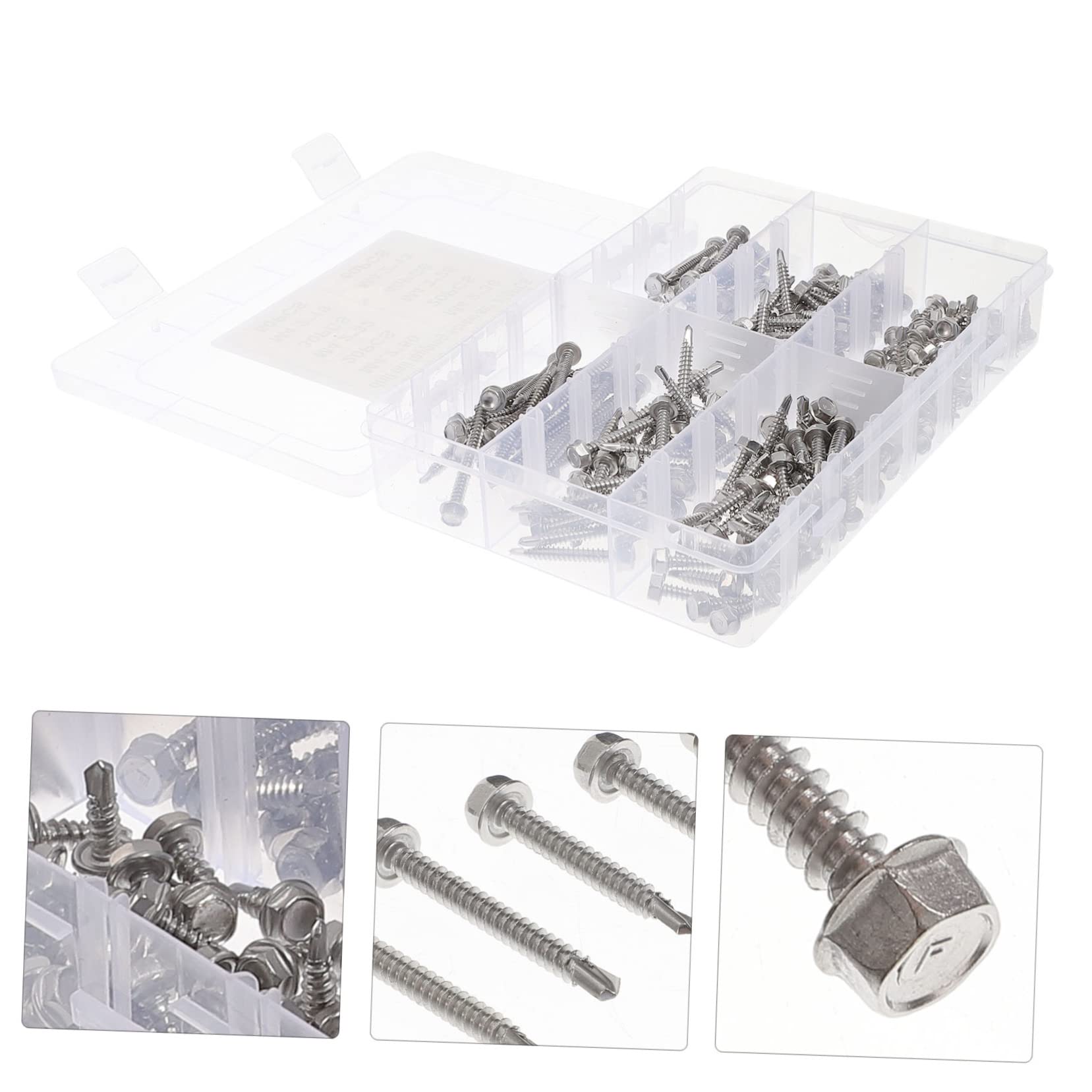 GLEAVI 1set Assortimento Viti Autoperforanti Acciaio Inossidabile Con Scatola Per Facile Organizzazione e Conservazione Viti Ad Alta Precisione e Resistenza Alla Corrosione Per Materiali