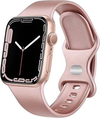 Meliya Band for Apple Watch Series 8 SE 7 6 5 4 3 2 1 45/41/40/44/38/42mm Women Men Soft Replacement Silicone Band for iWatch (38mm/40mm/41mm, C-Rose Pink)