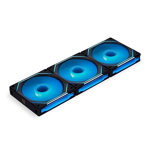 Lian Li UNI Fan SL-Infinity 120 - Triple Pack (Reverse Blade) ARGB Fan-Daisy-Chain Design-Infinity Mirror-Cable Management-Customizable Lighting Effects w/Controller- Black (12RSLIN3B) - SLIN120-R Reverse Triple Pack Black