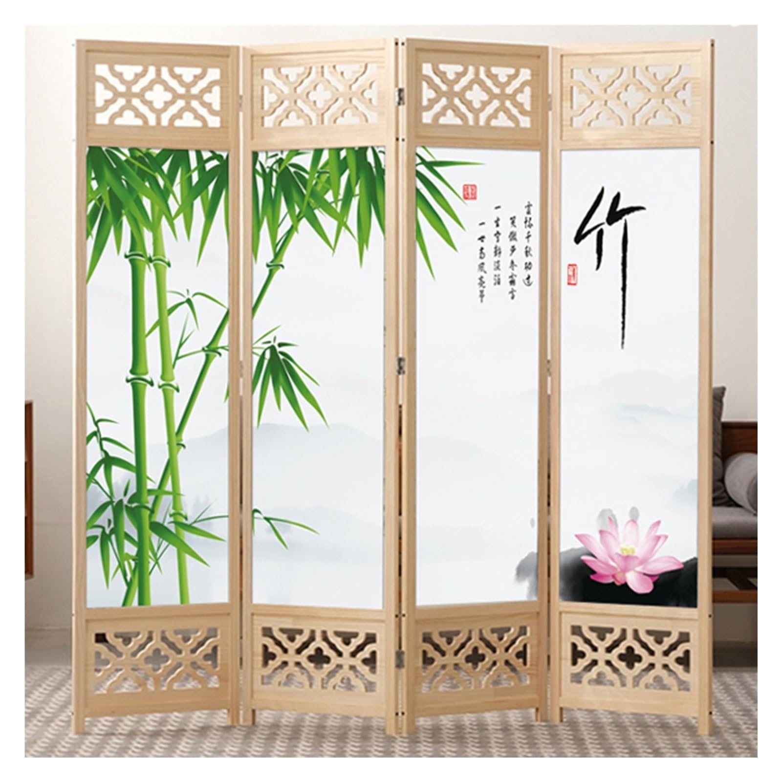 Paravent japonais bois 4 panneaux pour structurer un studio ou appartement