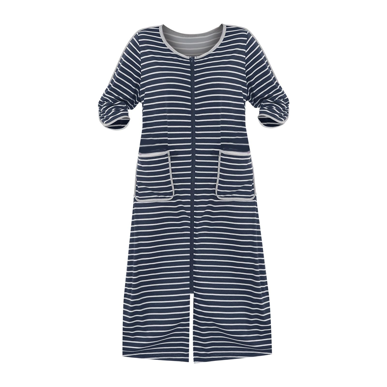 Camisón para mujer con manga 3/4, largo hasta la rodilla, albornoz a