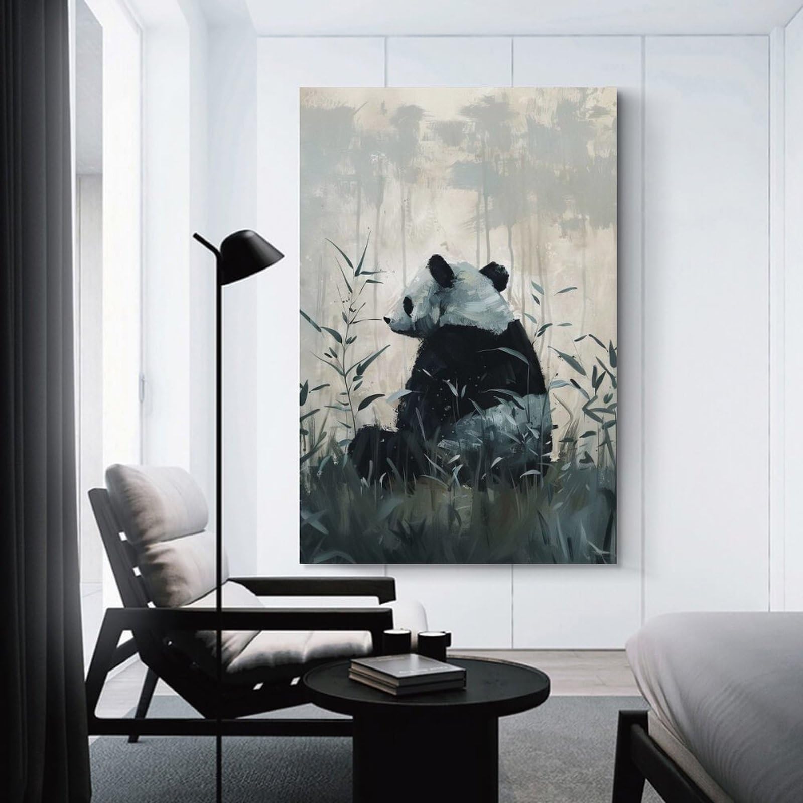 Junmoney Unframe-Style-19 Panda In Bamboo Forest Decorative Wall Artwork 08X12inch(20X30cm), For Corridors, Hallways Or Apartment Entries, Home Artwork For First Impressions