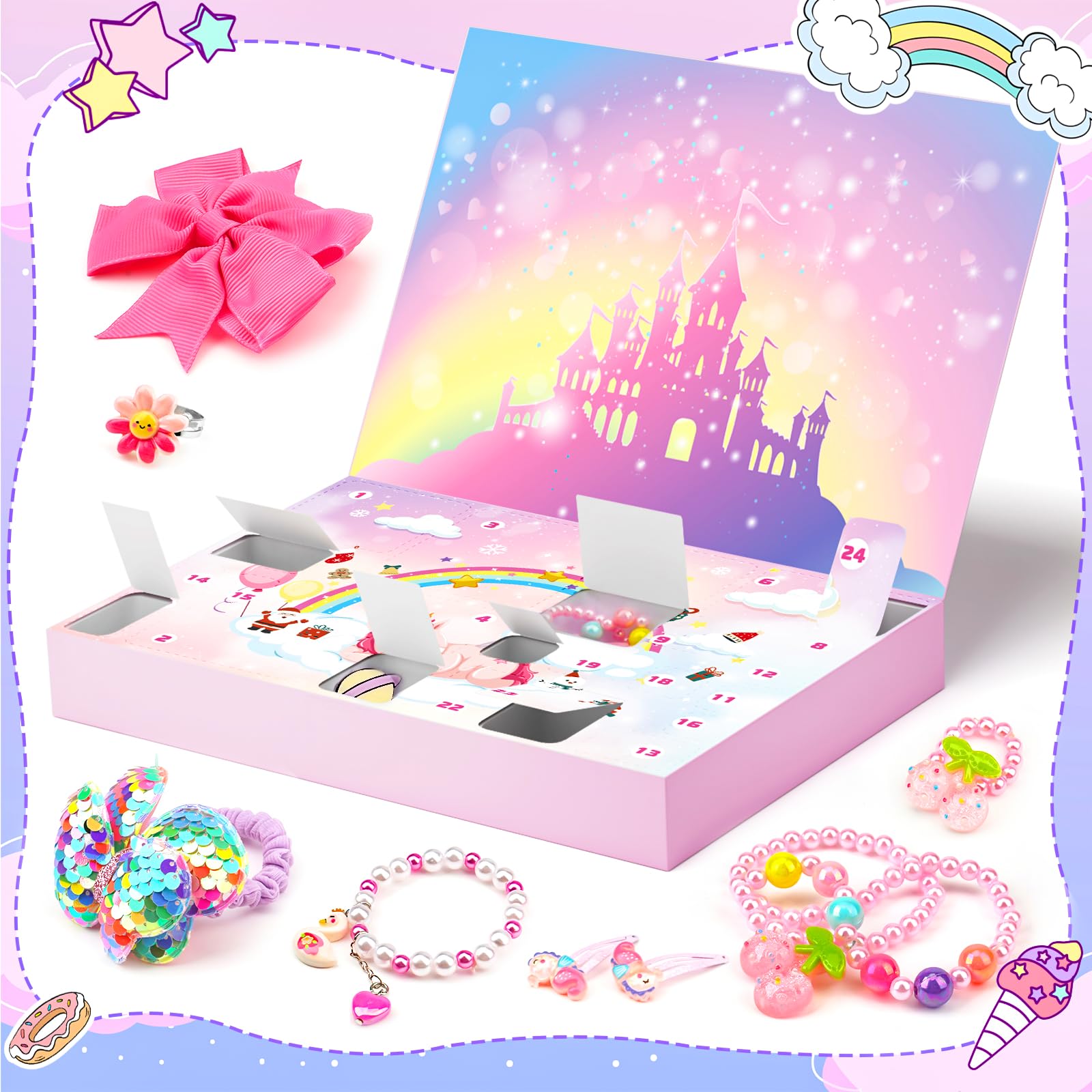 Calendario Avvento Bambina 2025 Calendario Avvento Bambini 24 Giorni Natale Conto Alla Rovescia Giochini per Calendario avvento Gioielli per Capelli Collana DIY 3-12 anni Regalo Natale Ragazza