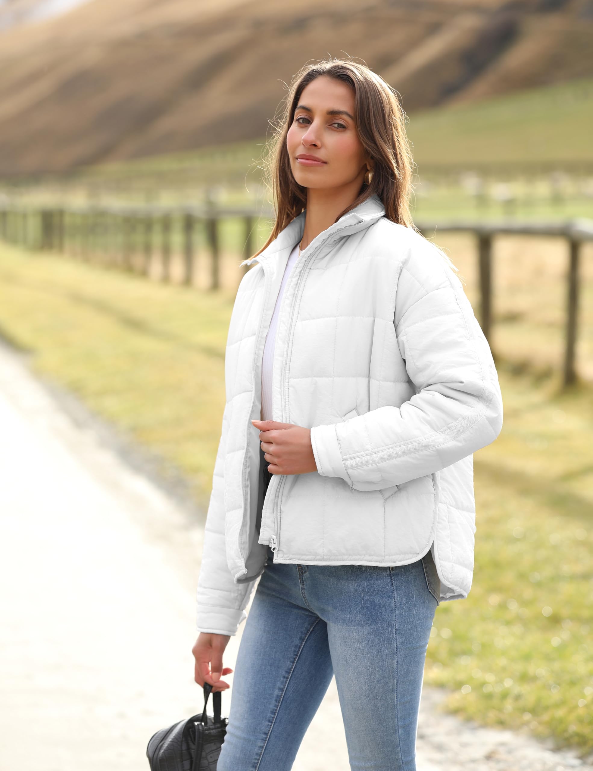 Bianstore Piumino da donna oversize trapuntato leggero piumino casual imbottito cappotto