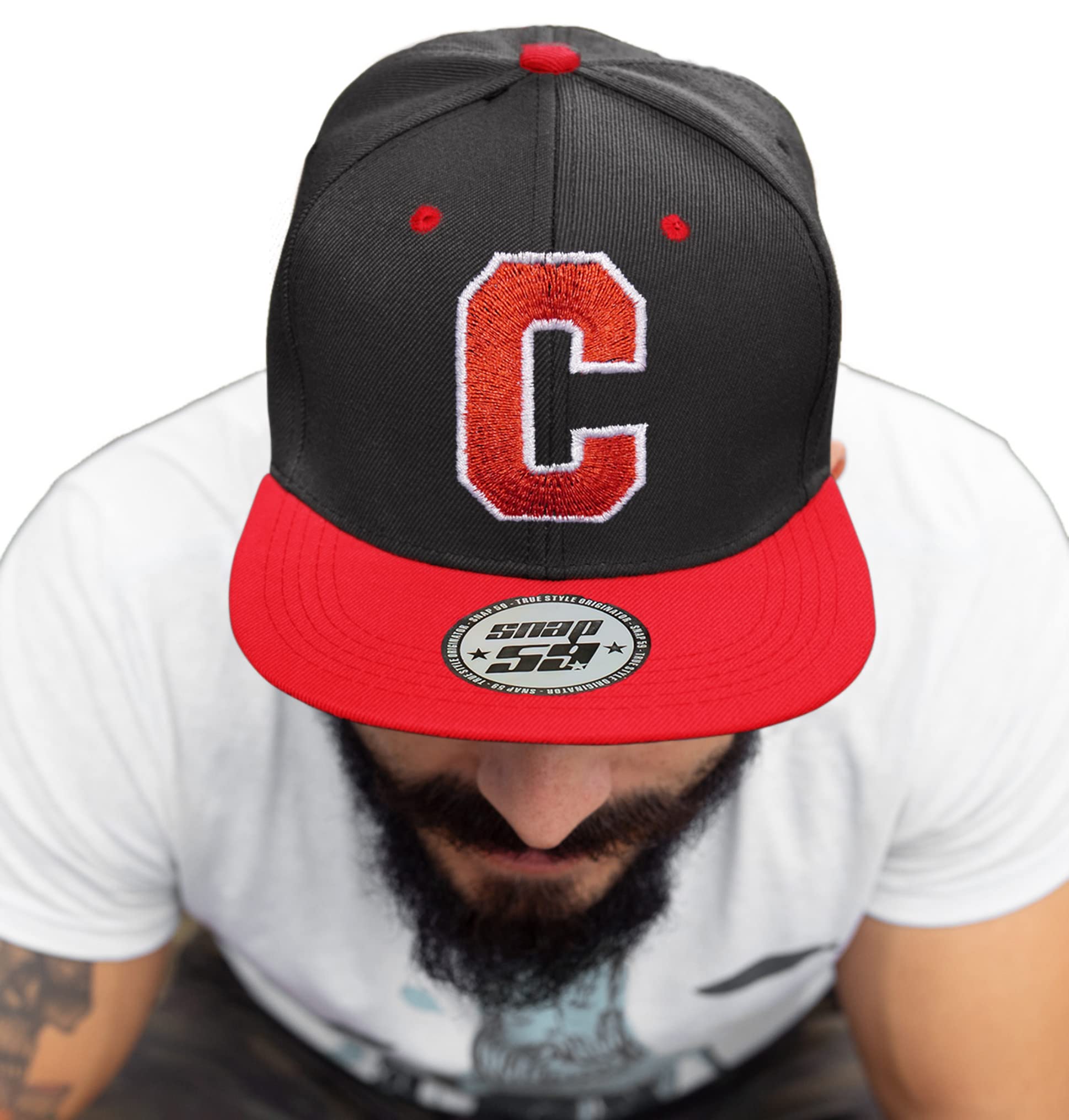 4sold ABC Letter Snapback Cap in Red Black/White with Letters A to Z (C)