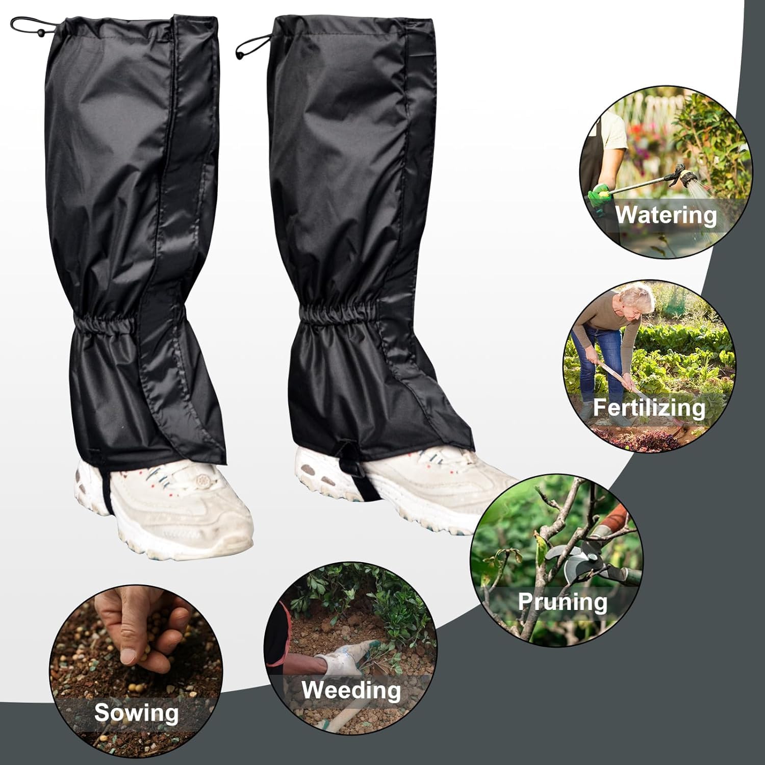 1 Paire Guêtres Jardinage, Guêtres Randonnée été, Outdoor Guêtre Homme, Réglables, Conviennent pour Les Fermes, Les Jardins, Les Pelouses, La Randonnée, L'alpinisme Et Le Ski