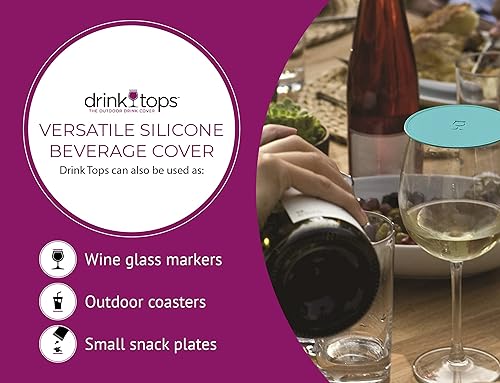 Miniatura 7 de Drink Tops Tap and Seal - Cubierta para vaso de bebida al aire libre, succiona suavemente a los vasos para mantener las partículas fuera y reducir