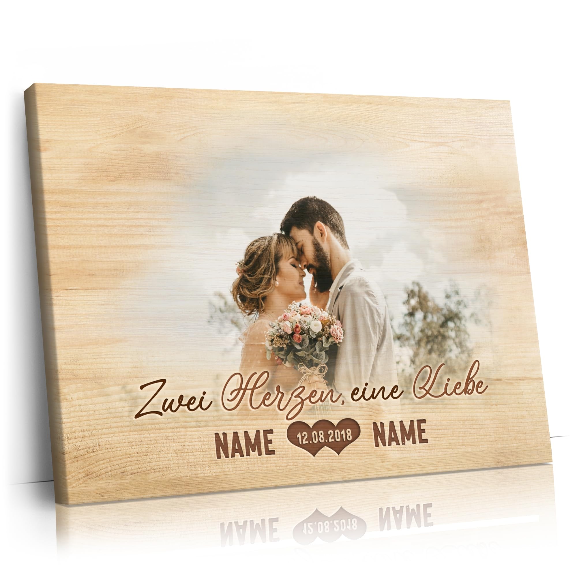 Liebesleinwand Leinwandbild mit Foto personalisiert Herzensangelegenheit | Leinwand gestalten mit Namen und Datum Geschenk für Partner