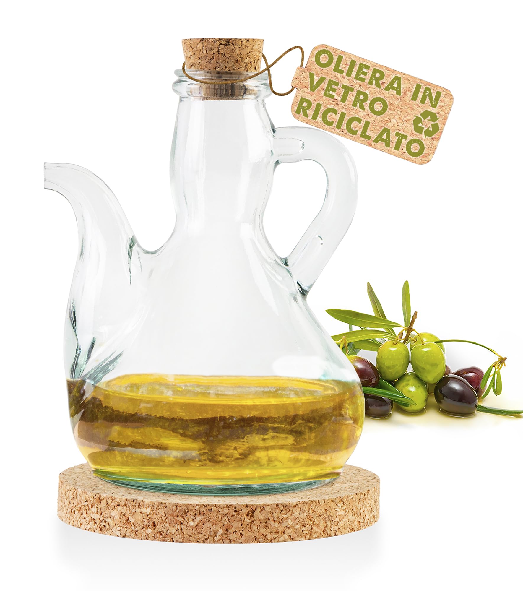 RYM Essentials Oliera In Vetro 500 Ml Con Tappo Antigoccia In Silicone - Smontabile, Dispenser Per Olio E Aceto, Disponibile In 3 Colori - 3