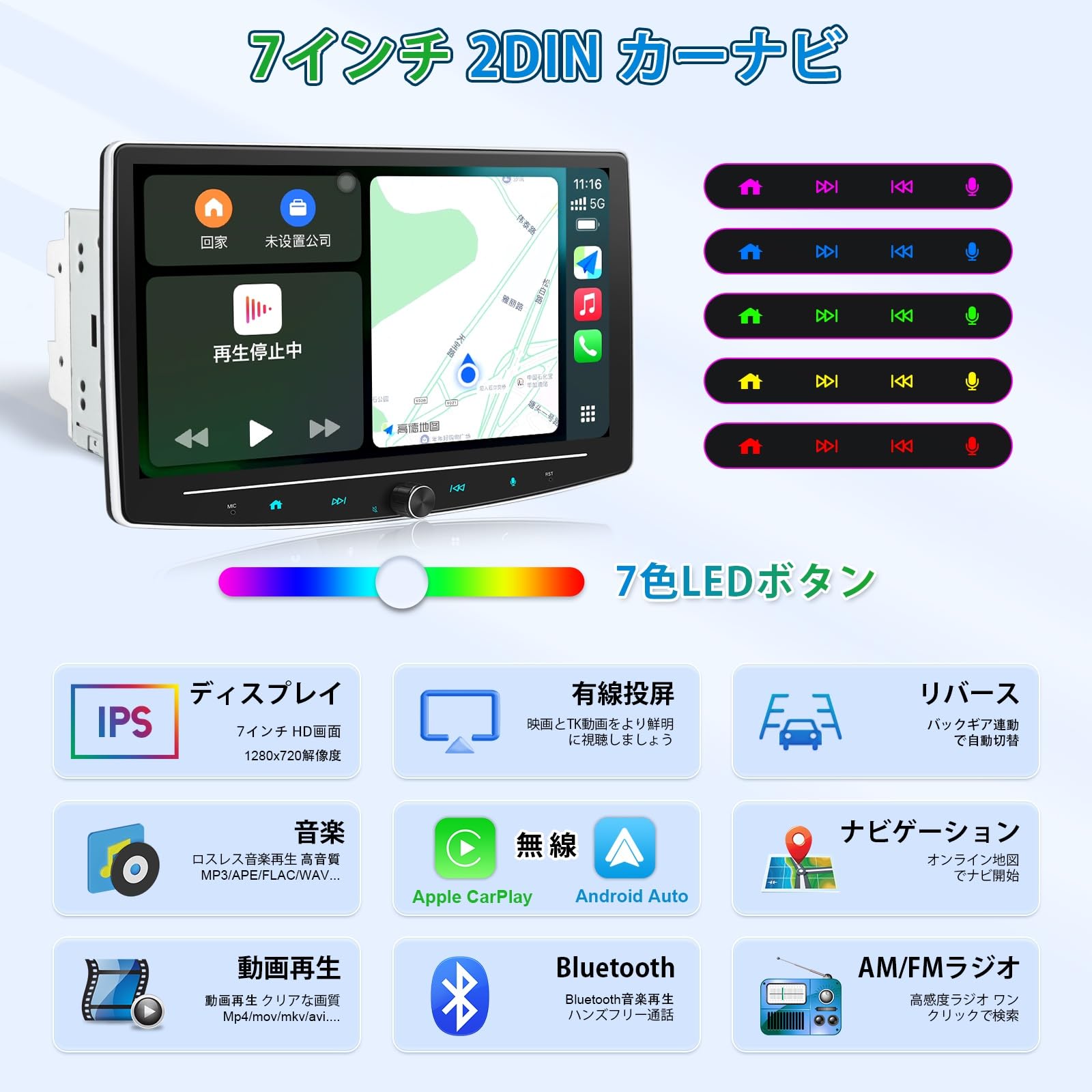 Amazon.co.jp: ディスプレイオーディオ 10インチ 2din ノブ付きで操作