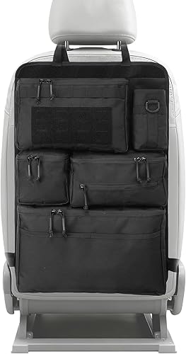 Miniatura 8 de Pack de 6 organizadores tácticos Molle para respaldo de asiento de coche - Organizador táctico de panel para vehículo con 5 bolsas Molle Negro,B,C: